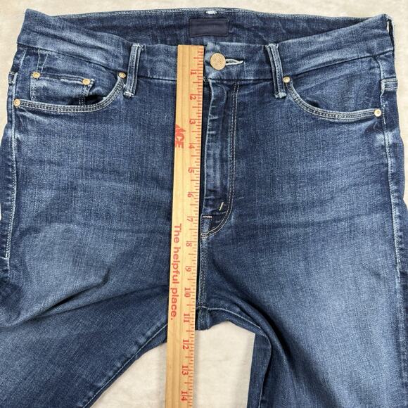Mother High Waisted Looker Ankle Fray Jeans Size 28 On The Edge Dark Wash - Picture 10 of 11